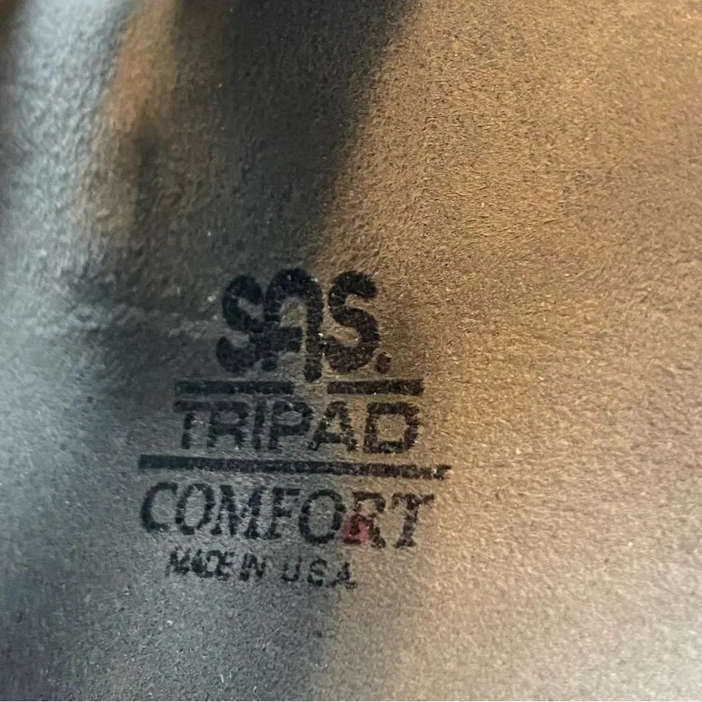 SAS Tripod Comfort Black Leather Slip On Sandals Size 10 N